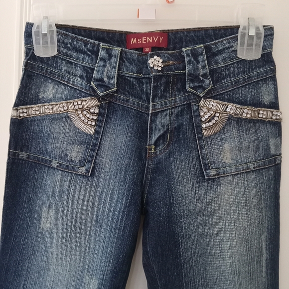 Women's Blue Jeans With Rhinestones - Picture 9 of 10